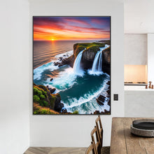 Load image into Gallery viewer, Diamond Painting - Full Round - Waterfall and sunset at the seaside (55*70CM)