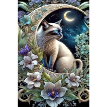 Load image into Gallery viewer, Diamond Painting - Full Round - Cat under the moon (50*75CM)