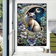 Load image into Gallery viewer, Diamond Painting - Full Round - Cat under the moon (50*75CM)