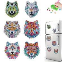 Load image into Gallery viewer, 6Pcs Cute Animal Diamond Painting Refrigerator Magnets for Home Decor (Wolf)