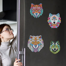 Load image into Gallery viewer, 6Pcs Cute Animal Diamond Painting Refrigerator Magnets for Home Decor (Wolf)