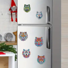 Load image into Gallery viewer, 6Pcs Cute Animal Diamond Painting Refrigerator Magnets for Home Decor (Wolf)