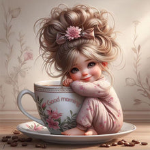 Load image into Gallery viewer, Diamond Painting - Full Round - Coffee cup and girl (30*30CM)