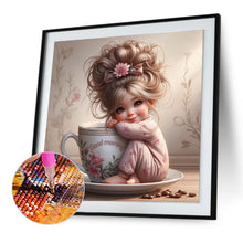 Load image into Gallery viewer, Diamond Painting - Full Round - Coffee cup and girl (30*30CM)