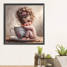 Load image into Gallery viewer, Diamond Painting - Full Round - Coffee cup and girl (30*30CM)