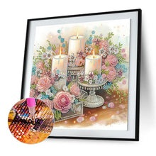 Load image into Gallery viewer, Diamond Painting - Partial Special Shaped - Flower candles (30*30CM)