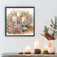 Load image into Gallery viewer, Diamond Painting - Partial Special Shaped - Flower candles (30*30CM)