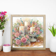 Load image into Gallery viewer, Diamond Painting - Partial Special Shaped - Flower candles (30*30CM)