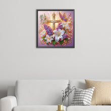 Load image into Gallery viewer, Diamond Painting - Partial Special Shaped - Cross lavender (40*40CM)