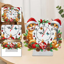 Load image into Gallery viewer, Acrylic Special Shape Christmas Cat DIY Diamond Painting Clock for Home Office