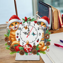 Load image into Gallery viewer, Acrylic Special Shape Christmas Cat DIY Diamond Painting Clock for Home Office