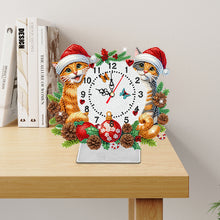 Load image into Gallery viewer, Acrylic Special Shape Christmas Cat DIY Diamond Painting Clock for Home Office