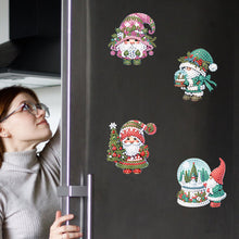Load image into Gallery viewer, 6Pcs Christmas Gnomes Diamond Painting Fridge Magnet for Fridge Whiteboards
