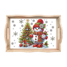 Load image into Gallery viewer, Diamond Painting Wooden Serving Tray Diamond Art Dining Plate(Christmas Snowman)