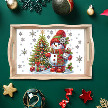 Load image into Gallery viewer, Diamond Painting Wooden Serving Tray Diamond Art Dining Plate(Christmas Snowman)
