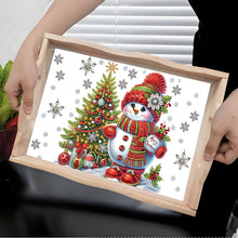 Load image into Gallery viewer, Diamond Painting Wooden Serving Tray Diamond Art Dining Plate(Christmas Snowman)
