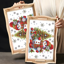 Load image into Gallery viewer, Diamond Painting Wooden Serving Tray Diamond Art Dining Plate(Christmas Snowman)