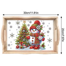 Load image into Gallery viewer, Diamond Painting Wooden Serving Tray Diamond Art Dining Plate(Christmas Snowman)