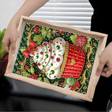 Load image into Gallery viewer, Diamond Painting Wooden Serving Tray Diamond Art Dining Plate (Christmas Cake)