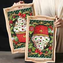 Load image into Gallery viewer, Diamond Painting Wooden Serving Tray Diamond Art Dining Plate (Christmas Cake)