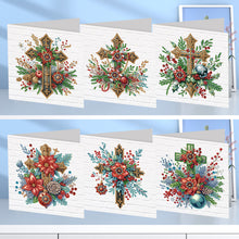 Load image into Gallery viewer, 6Pcs Red Flower Cross DIY Diamond Painting Card for Holiday Party Favors