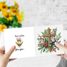 Load image into Gallery viewer, 6Pcs Red Flower Cross DIY Diamond Painting Card for Holiday Party Favors