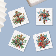 Load image into Gallery viewer, 6Pcs Red Flower Cross DIY Diamond Painting Card for Holiday Party Favors