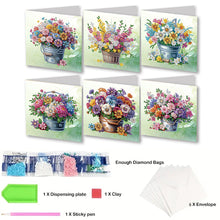 Load image into Gallery viewer, 6Pcs Flower Bucket DIY Diamond Painting Card for Holiday Party Favors for Kids