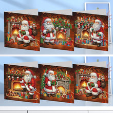 Load image into Gallery viewer, 6Pcs Santa Claus DIY Diamond Painting Card for Holiday Party Favors for Kids