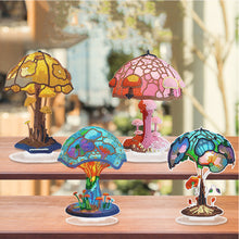 Load image into Gallery viewer, 4Pcs Cute Mushroom Acrylic Diamond Painting Tabletop Ornaments Kit with Lights