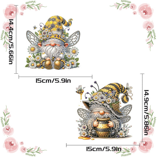 2Pcs Flower Gnome Special Shape Diamond Painting Hanging Pendant for Wall Window