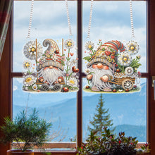 Load image into Gallery viewer, 2Pcs Flower Gnome Special Shape Diamond Painting Hanging Pendant for Wall Window
