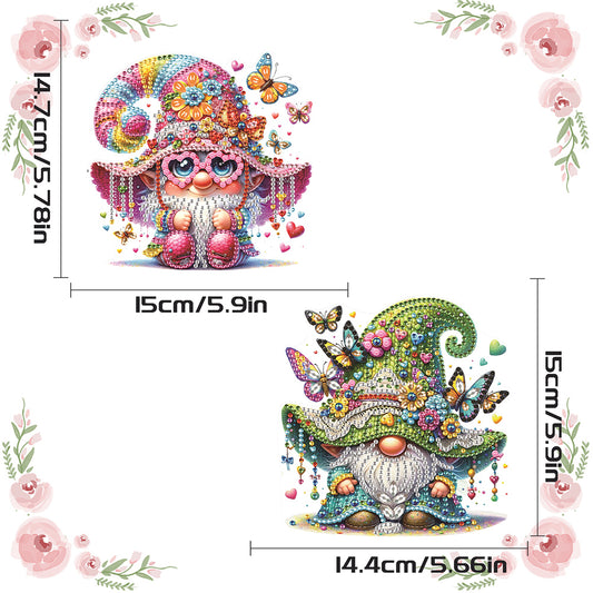 2Pcs Flower Gnome Special Shape Diamond Painting Hanging Pendant for Wall Window