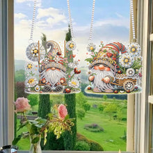 Load image into Gallery viewer, 2Pcs Flower Gnome Special Shape Diamond Painting Hanging Pendant for Wall Window