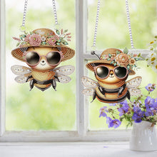 Load image into Gallery viewer, 2Pcs PET Special Shaped Cute Bee Diamond Painting Hanging Decorations Home Decor
