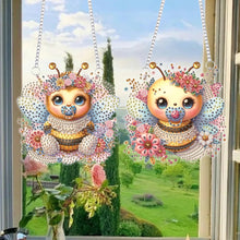 Load image into Gallery viewer, 2Pcs PET Special Shaped Cute Bee Diamond Painting Hanging Decorations Home Decor