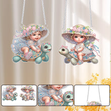 Load image into Gallery viewer, 2Pcs Special Shape Hat Girl 5D DIY Diamond Painting Dots Pendant for Wall Window