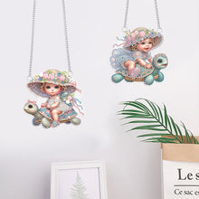 Load image into Gallery viewer, 2Pcs Special Shape Hat Girl 5D DIY Diamond Painting Dots Pendant for Wall Window