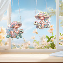 Load image into Gallery viewer, 2Pcs Special Shape Hat Girl 5D DIY Diamond Painting Dots Pendant for Wall Window
