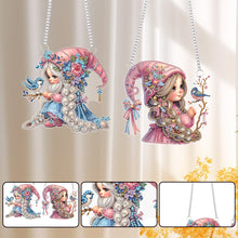 Load image into Gallery viewer, 2Pcs Special Shape Hat Girl 5D DIY Diamond Painting Dots Pendant for Wall Window