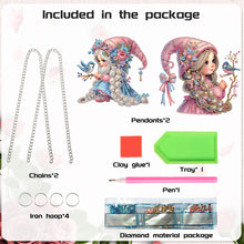 Load image into Gallery viewer, 2Pcs Special Shape Hat Girl 5D DIY Diamond Painting Dots Pendant for Wall Window