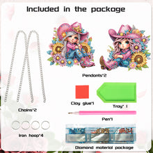 Load image into Gallery viewer, 2Pcs Special Shape Hat Girl 5D DIY Diamond Painting Dots Pendant for Wall Window