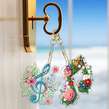 Load image into Gallery viewer, 6Pcs Full Drill Keyring Flower Double Sided Rhinestone Painting Keychain Pendant