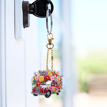 Load image into Gallery viewer, 6Pcs Full Drill Keyring Flower Double Sided Rhinestone Painting Keychain Pendant