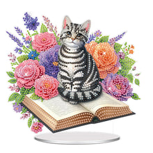 Load image into Gallery viewer, Acrylic Special Shaped Cat Book Table Top DIY Diamond Painting Ornament Kits