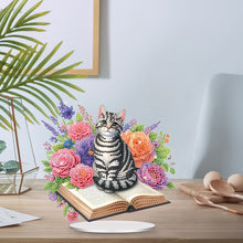 Load image into Gallery viewer, Acrylic Special Shaped Cat Book Table Top DIY Diamond Painting Ornament Kits