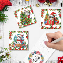 Load image into Gallery viewer, 6pcs Diamond Painting Greeting Cards Diamond Art Christmas Cards (Christmas Cat)