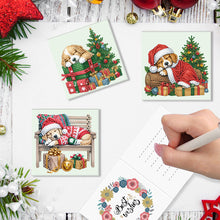 Load image into Gallery viewer, 6pcs Diamond Painting Greeting Cards Diamond Art Christmas Cards (Christmas Dog)
