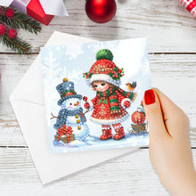 Load image into Gallery viewer, 6pcs Diamond Painting Greeting Card Diamond Art Christmas Card(Snowman and Girl)