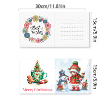 Load image into Gallery viewer, 6pcs Diamond Painting Greeting Card Diamond Art Christmas Card(Snowman and Girl)